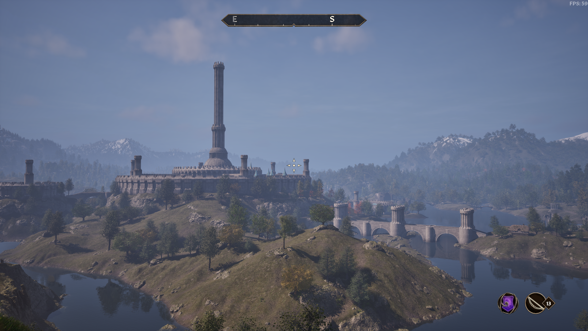 Oblivion's Imperial City from a distance.