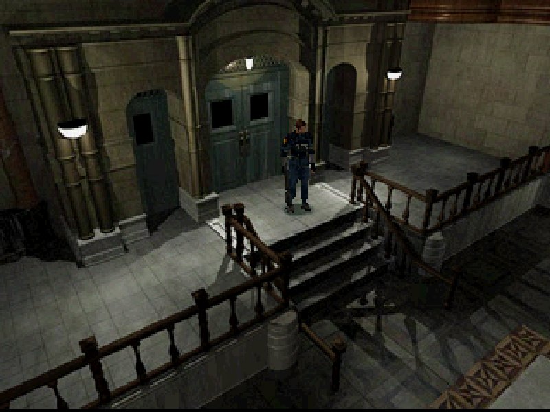 Resident Evil 2 (1998), the protagonist Leon Kennedy entering the police station.