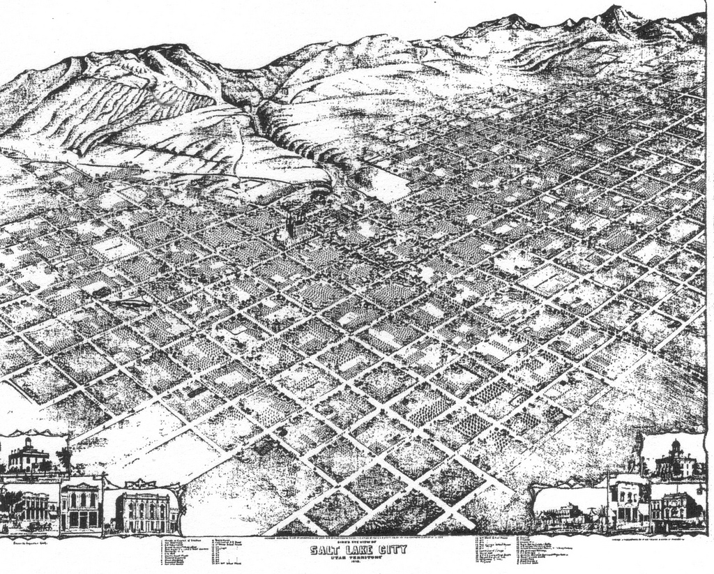 A historical city planning map of Salt Lake City, Utah.