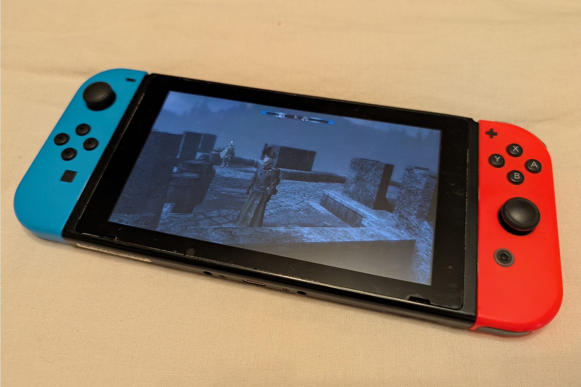 Skyrim on Nintendo Switch. Photo by author.