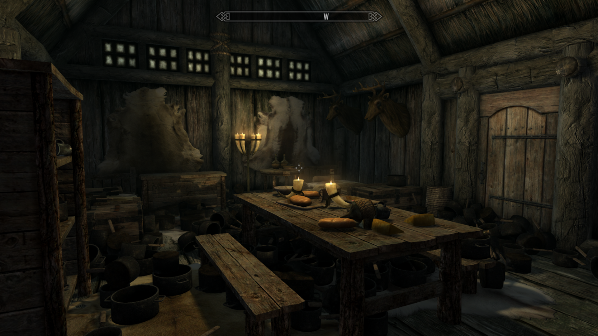 Skyrim, a house with hundreds of pots and pans scattered on the floors.