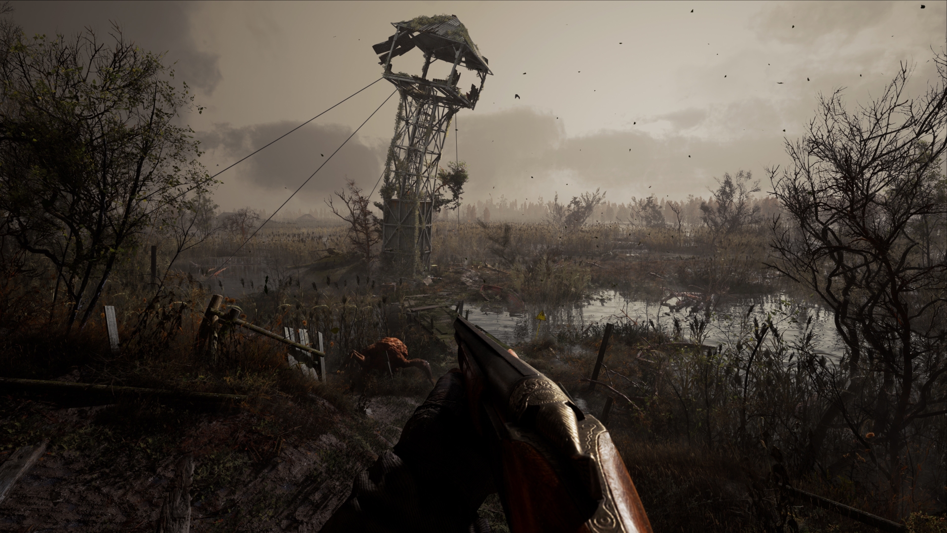 A decrepit tower in the swamps of S.T.A.L.K.E.R. 2 (press kit).