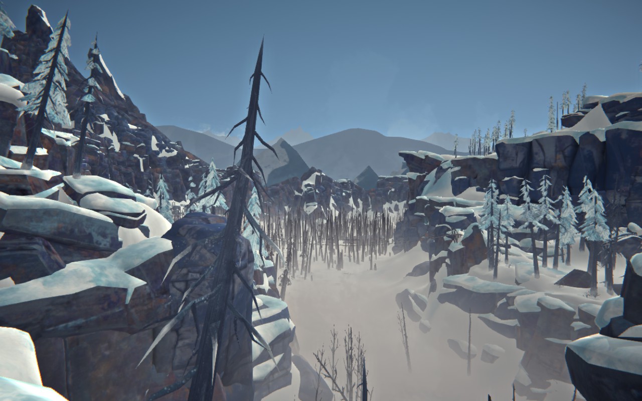 View of charred trees from above in Ash Mountain.