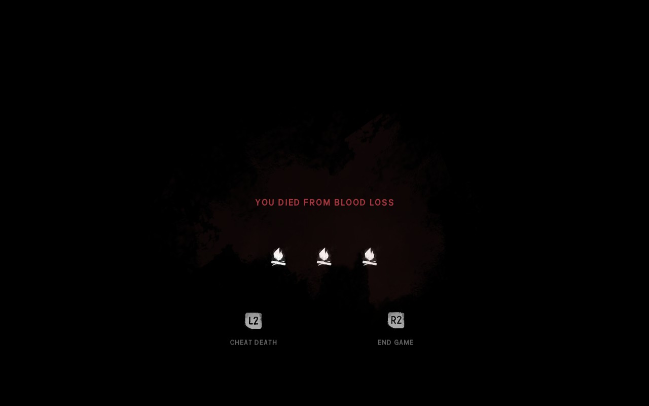 Death screen reading 'You died from blood loss.'