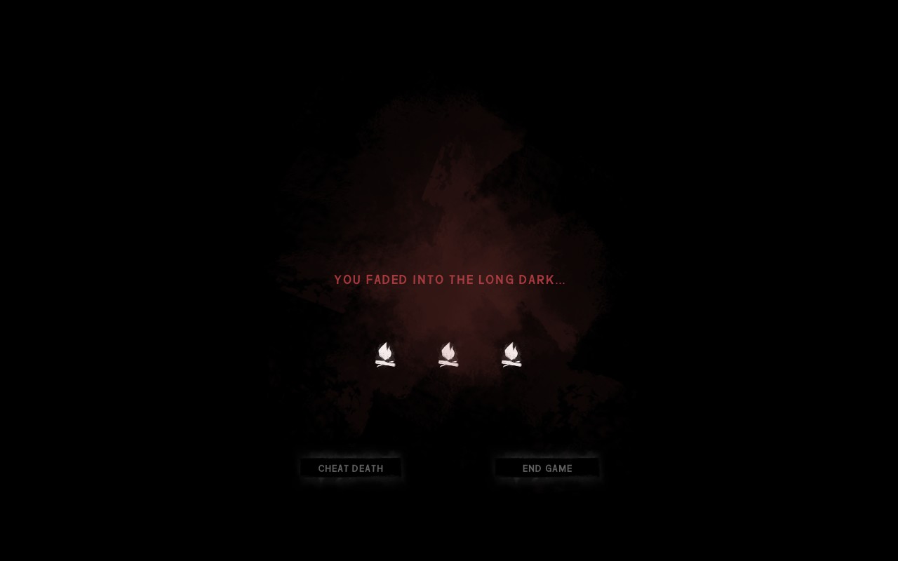 Death screen reading 'You faded into the long dark...'
